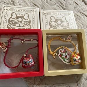 Lot of 2 Japanese good luck bracelets amulets BRAND NEW with boxes very nice